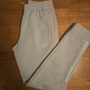 Adidas Men's Tan Mint ESSENTIALS Colorblock Fleece Pants Size Small